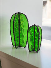 Load image into Gallery viewer, Stained Glass Cactus, cactus with flower, handmade, stained glass art, evergreen cactus, gift ideas, made in Sydney