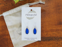 Load image into Gallery viewer, Earrings, rice shape, sake rice, Blue Earrings, sake, sake glass, Japanese sake, handmade, jewellery, stained glass, Tiffany method, 日本酒、日本酒ガラス、手作り、米の形、シドニー、ステンドグラス、イヤリング