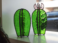 Load image into Gallery viewer, Stained Glass Cactus, cactus with flower, handmade, stained glass art, evergreen cactus, gift ideas, made in Sydney