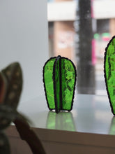 Load image into Gallery viewer, Stained Glass Cactus, cactus with flower, handmade, stained glass art, evergreen cactus, gift ideas, made in Sydney