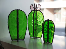 Load image into Gallery viewer, Stained Glass Cactus, cactus with flower, handmade, stained glass art, evergreen cactus, gift ideas, made in Sydney