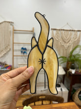 Load image into Gallery viewer, Ginger cat, cat gift, cat with attitude, cat butt, Stained Glass Cat, Stained glass suncatcher, Stained glass ornament, handmade, handcrafted, gift idea, Motherโs Day, original design, stained glass Animal, made in sydney, made in Australia.