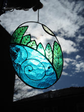 Load image into Gallery viewer, Stained Glass, Suncatcher, Nature's energy, handmade, gift ideas, lead-free solder, trees, water, sun, good energy, Made in Australia, handcrafted, ocean themed, good vibe