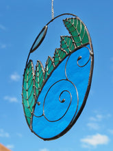 Load image into Gallery viewer, Stained Glass, Suncatcher, Nature's energy, handmade, gift ideas, lead-free solder, trees, water, sun, good energy, Made in Australia, handcrafted, ocean themed, good vibe