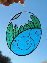 Load image into Gallery viewer, Stained Glass, Suncatcher, Nature&#39;s energy, handmade, gift ideas, lead-free solder, trees, water, sun, good energy, Made in Australia, handcrafted, ocean themed, good vibe
