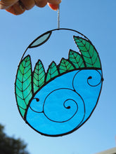 Load image into Gallery viewer, Stained Glass, Suncatcher, Nature's energy, handmade, gift ideas, lead-free solder, trees, water, sun, good energy, Made in Australia, handcrafted, ocean themed, good vibe
