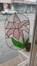 Load and play video in Gallery viewer, Stained Glass, Stained Glass Lily, lily, mother’s day gift, gift ideas, gift idea, handmade, copper foiling, Tiffany method,  made in Sydney, Australia