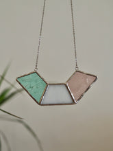 Load image into Gallery viewer, Stained Glass Necklace, Geometric, handmade Jewellery, handmade necklace, Handmade earrings, Stained Glass Art, Stainless Steel chain, Locally Design & Handmade in Dulwich Hill, Sydney, PidegoArt