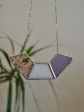 Load image into Gallery viewer, Stained Glass Necklace, Geometric, handmade Jewellery, handmade necklace, Handmade earrings, Stained Glass Art, Stainless Steel chain, Locally Design & Handmade in Dulwich Hill, Sydney, PidegoArt