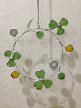 Load image into Gallery viewer, Shamrock, gift idea, Irish gift, st patrick’s day, handmade, stained glass suncatcher, pidegoart, dulwich hill, sydney
