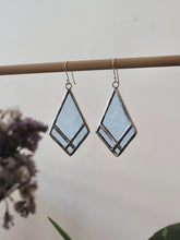 Load image into Gallery viewer, Earrings, Stained Glass, Light Blue, Cross, unique designEarrings, Stained Glass, Light Blue, Cross, unique design, handmade in Sydney, gift idea, unique gift, elegant, casual, cross earrings, Christian.