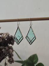 Load image into Gallery viewer, Earrings, Stained Glass, Light Green, Cross, unique design, handmade in Sydney, gift idea, unique gift, elegant, casual, cross earrings, Christian.
