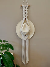 Load image into Gallery viewer, Practical wall art, Hat holder, Hat hanger, Hat, Umbrella tree, indoor Plant, Wall Art, Macrame, Beige wall, perfect gift for hat lover, handmade, Sun hat.
