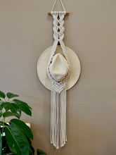 Load image into Gallery viewer, Practical wall art, Hat holder, Hat hanger, Hat, Umbrella tree, indoor Plant, Wall Art, Macrame, Beige wall, perfect gift for hat lover, handmade, Sun hat.