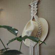 Load image into Gallery viewer, Practical wall art, Hat holder, Hat hanger, Hat, Umbrella tree, indoor Plant, Wall Art, Macrame, Beige wall, perfect gift for hat lover, handmade, Sun hat.
