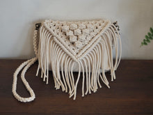 Load image into Gallery viewer, Macrame Handbag with tassel with 2 straps, handmade in Dulwich Hill Sydney Australia, boho Style, elegant, casual, summer bag