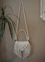 Load image into Gallery viewer, Macrame Handbag with tassel with 2 straps, handmade in Dulwich Hill Sydney Australia, boho Style, elegant, casual, summer bag