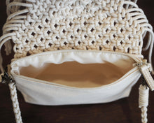 Load image into Gallery viewer, Macrame Handbag with tassel with 2 straps, handmade in Dulwich Hill Sydney Australia, boho Style, elegant, casual, summer bag