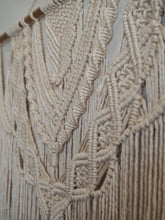 Load image into Gallery viewer, Macrame, Wall Hanging, Large Wall art, Luxury home decor, Glorious, gorgeous, beige wall, umbrella tree, Bamboo finer, sustainable, Tasmanian Oak, Sustainable home decor, KIRABIYAKA, premium