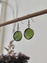 Load image into Gallery viewer, Earrings, Upcycled, Sake Bottle, Japanese Sake bottle, Sake gift, Sake Item, Sake goods Sydney, Sake Gift idea, handmade earrings, Handmade Jewellery, Handmade Nacklaces, Sustainable Jewellery, Sustainable Earrings, Sustainable Fashion, Dulwich Hill, Sydney, PidegoArt, Toko sake bottle, Round Shape earrings, Sakenoha