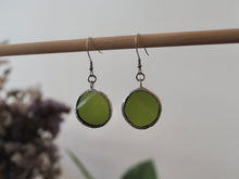 Load image into Gallery viewer, Earrings, Upcycled, Sake Bottle, Japanese Sake bottle, Sake gift, Sake Item, Sake goods Sydney, Sake Gift idea, handmade earrings, Handmade Jewellery, Handmade Nacklaces, Sustainable Jewellery, Sustainable Earrings, Sustainable Fashion, Dulwich Hill, Sydney, PidegoArt, Toko sake bottle, Sake leaf, Round Earrings