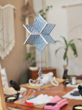 Load image into Gallery viewer, Suncatcher, Stained Glass, Star Spinner, handmade, gift idea, spinning, wind spinner