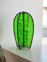 Load image into Gallery viewer, Stained Glass Cactus, cactus with flower, handmade, stained glass art, evergreen cactus, gift ideas, made in Sydney
