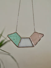 Load image into Gallery viewer, Stained Glass Necklace, Geometric, handmade Jewellery, handmade necklace, Handmade earrings, Stained Glass Art, Stainless Steel chain, Locally Design &amp; Handmade in Dulwich Hill, Sydney, PidegoArt
