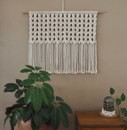 Classic Large Macrame wall hanging with indoor plants, Handmade in Dulwich Hill Sydney, PidegoArt